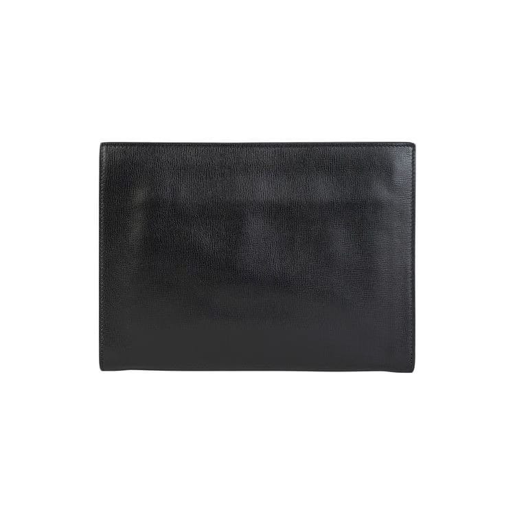 Bottega Veneta Leather Embossed Pouch Black/Silver