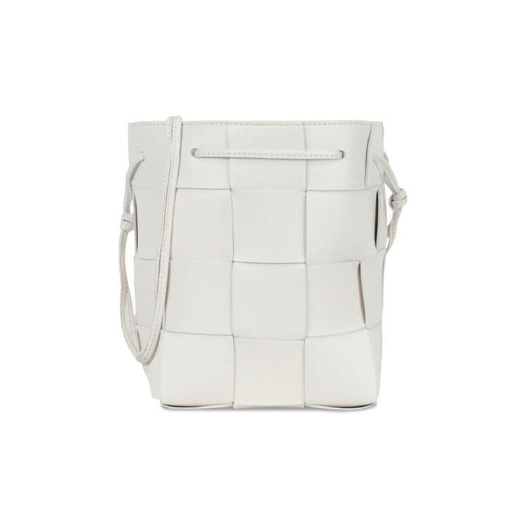Bottega Veneta Small Cassette Bucket Bag White