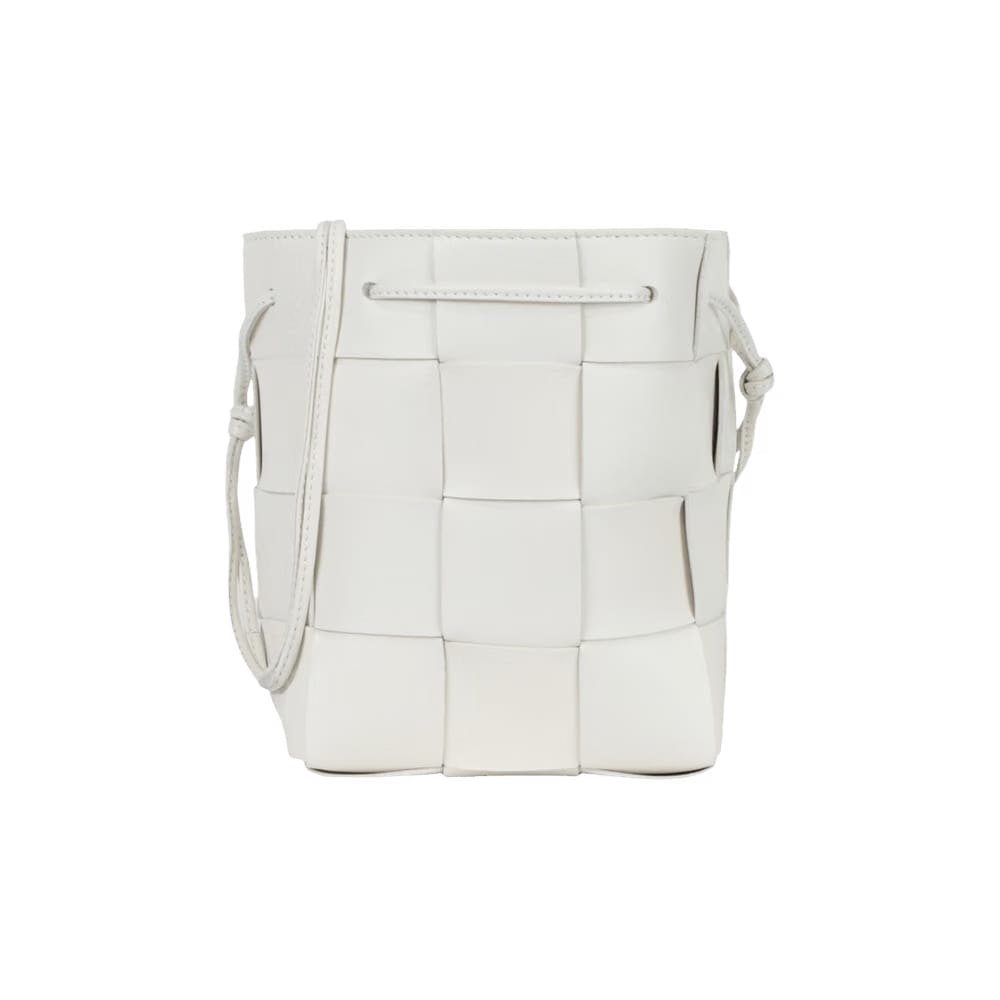 Bottega Veneta Small Cassette Bucket Bag White