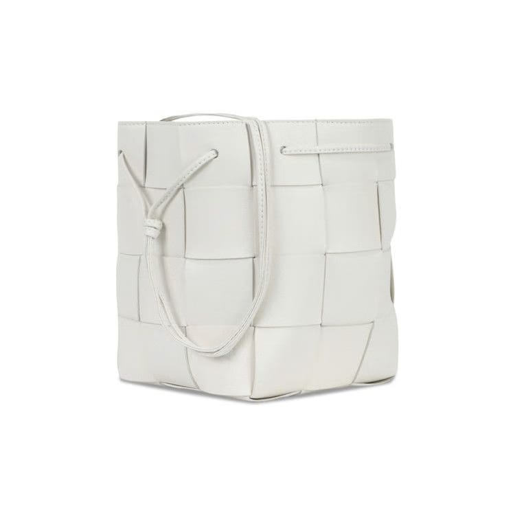 Bottega Veneta Small Cassette Bucket Bag White