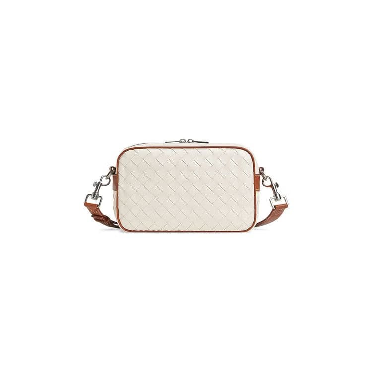 Bottega Veneta Small Intrecciato Camera Bag White/Light Wood