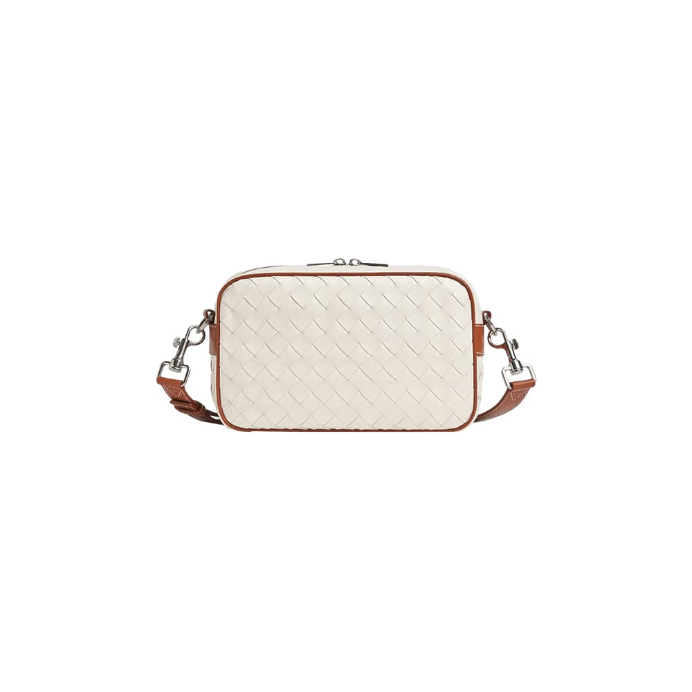Bottega Veneta Small Intrecciato Camera Bag White/Light Wood