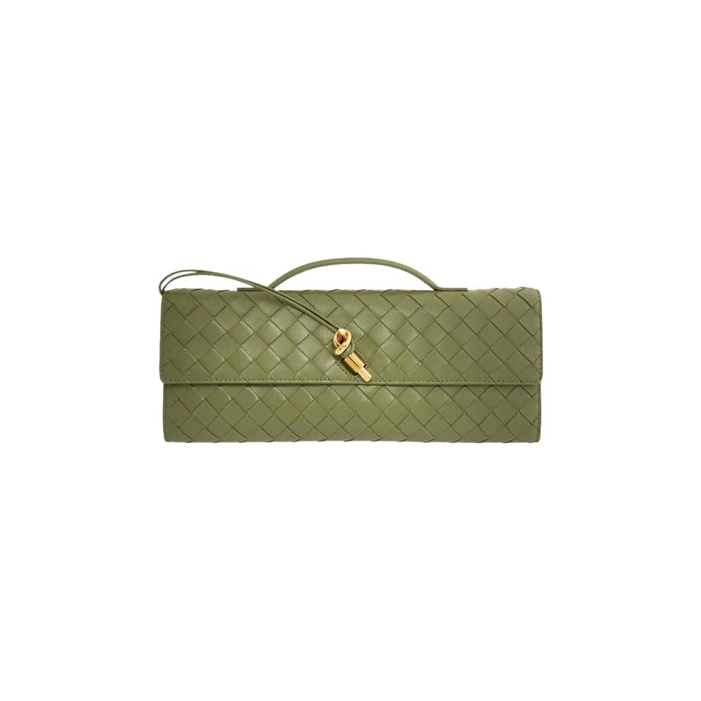 Bottega Veneta Andiamo Long Clutch Matcha/Muse Brass