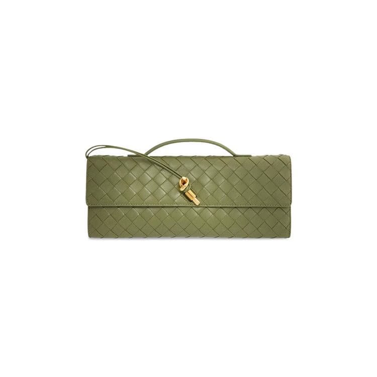 Bottega Veneta Andiamo Long Clutch Matcha/Muse Brass