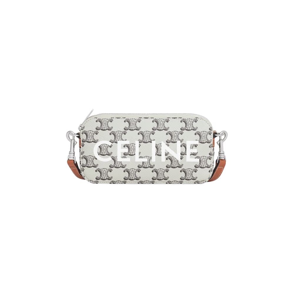 CELINE Triomphe Clutches Tan/Ecru