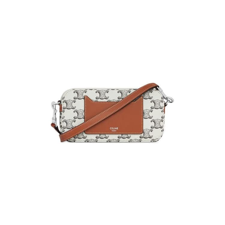 CELINE Triomphe Clutches Tan/Ecru