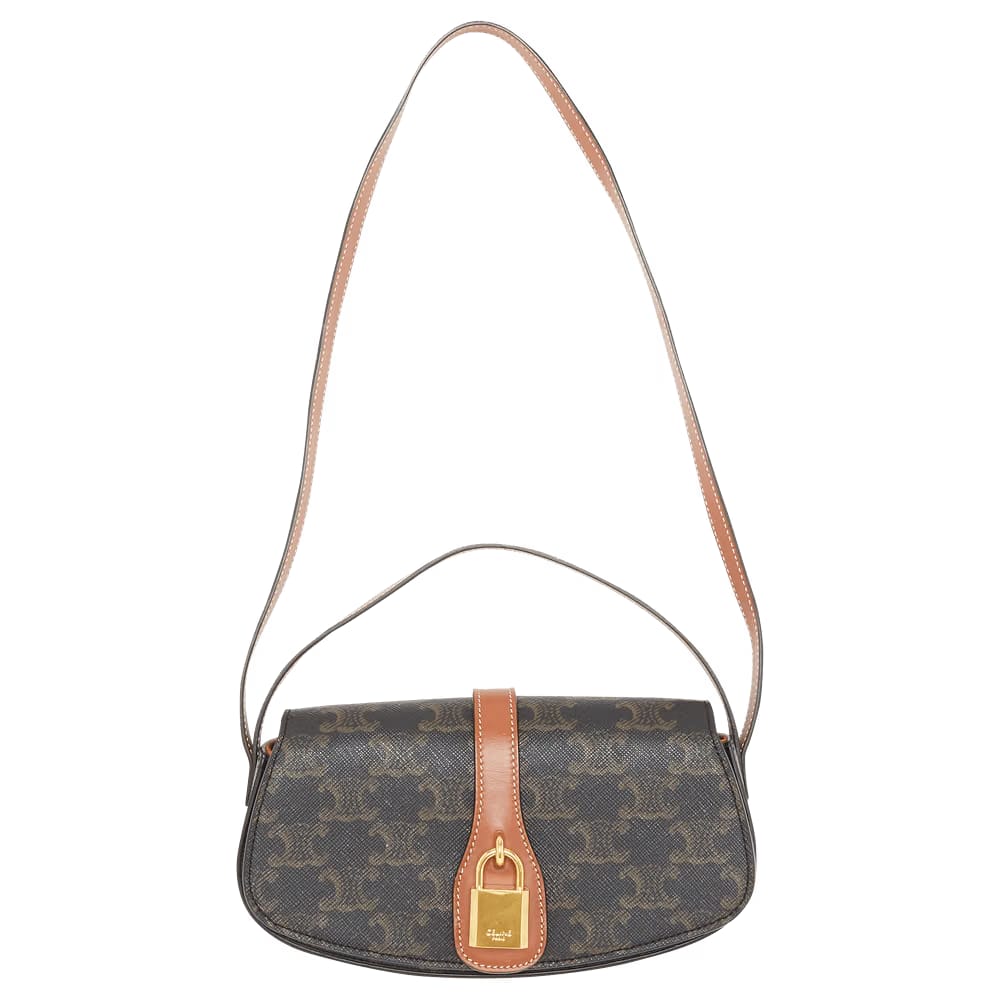 CELINE Clutch On Strap Tabou In Triomphe Canvas Tan