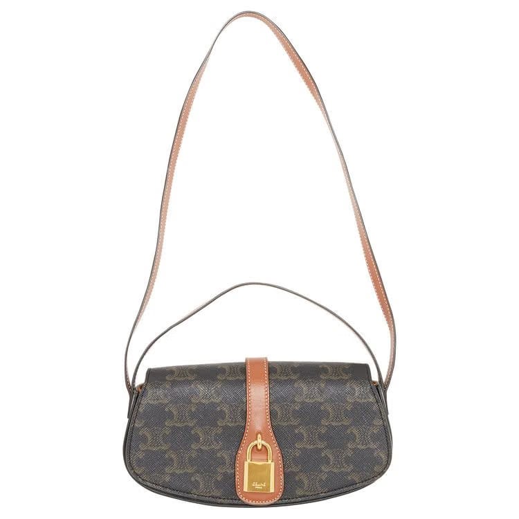 CELINE Clutch On Strap Tabou In Triomphe Canvas Tan