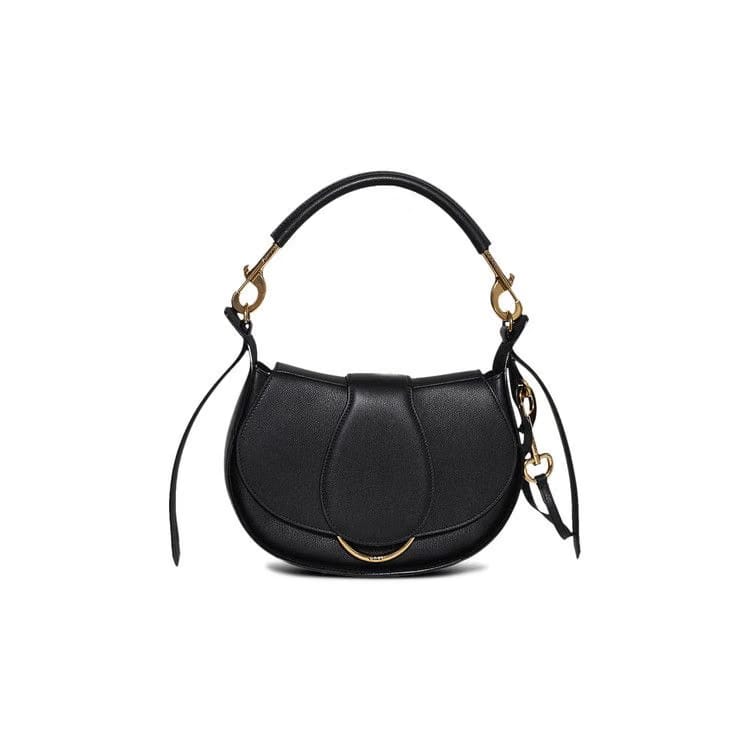 Chloé Logo Detailed Foldover Top Shoulder Bag Black