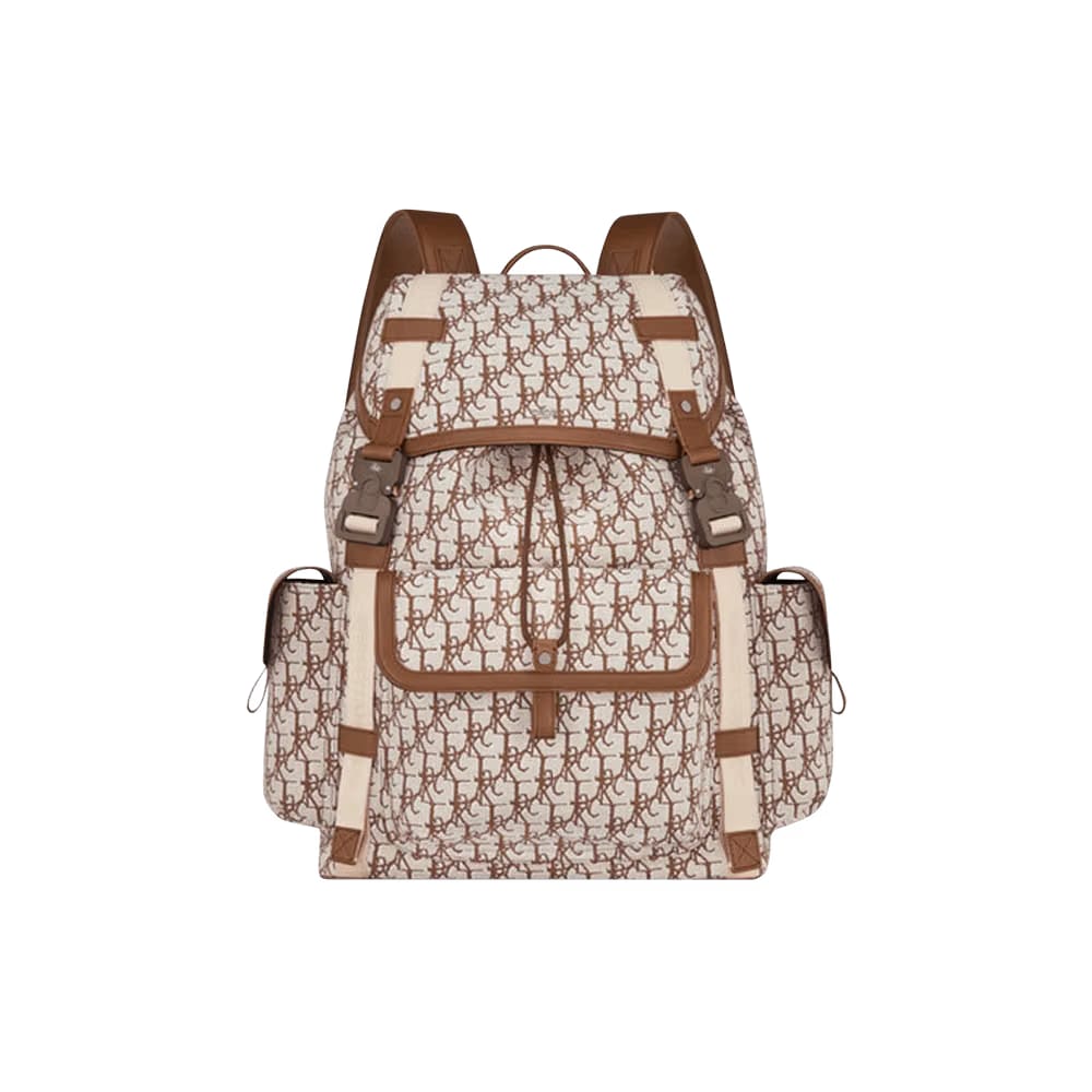 Dior x Cactus Jack Oblique Jacquard Hit The Road Backpack Coffee