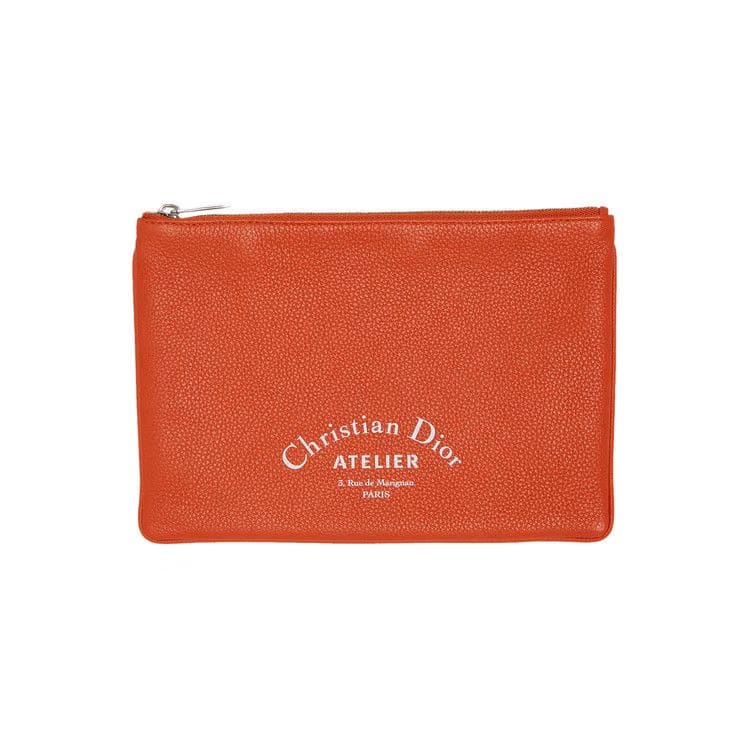 Dior Small Leather Zip-Pouch Orange
