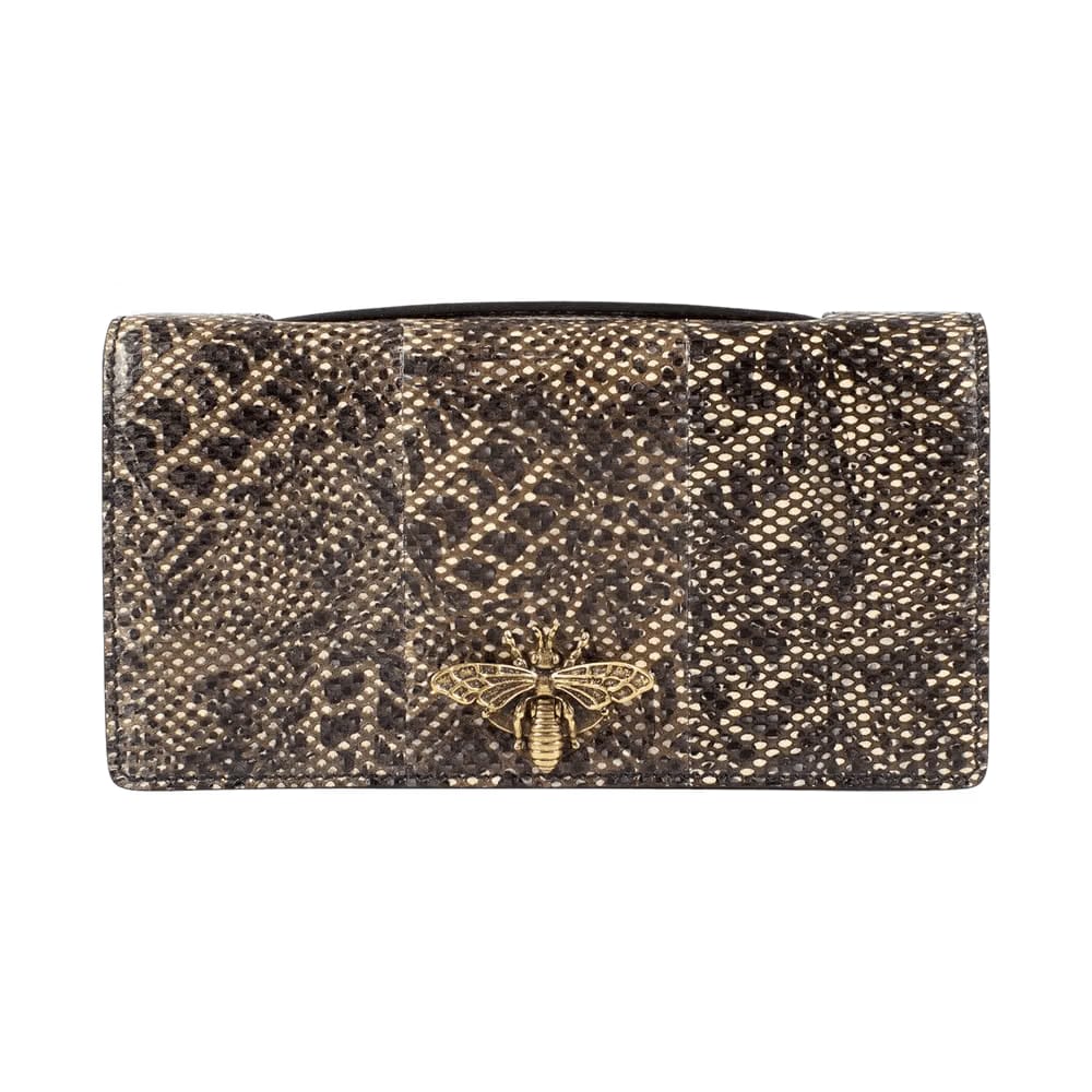 Dior Leather Embellished Pouchette Clutch Snakeskin