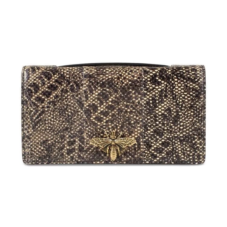 Dior Leather Embellished Pouchette Clutch Snakeskin
