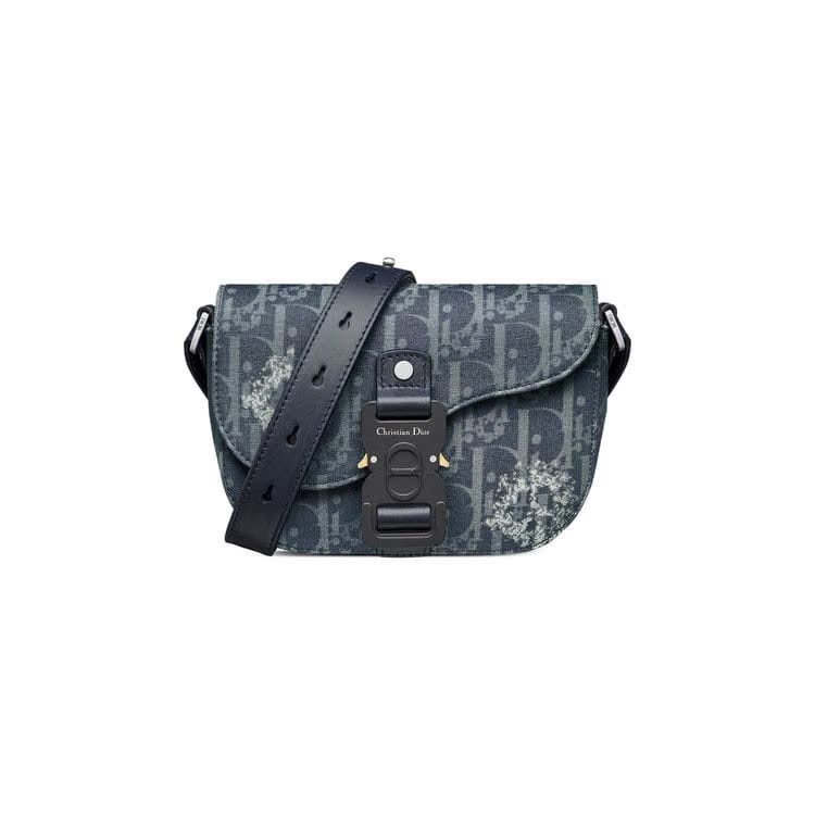 Dior x Denim Tears Saddle Pouch With Strap Blue