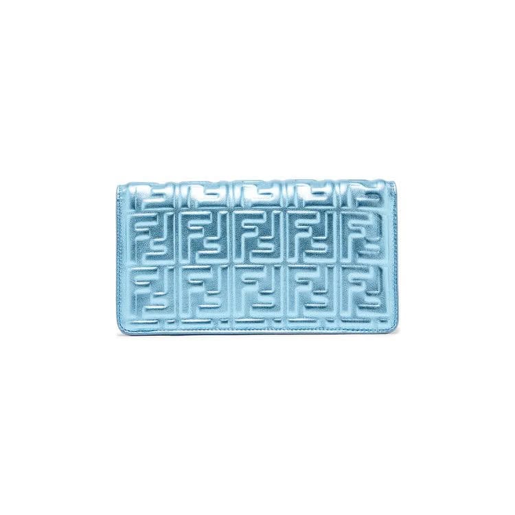 Fendi Baguette Leather Clutch Bag Blue