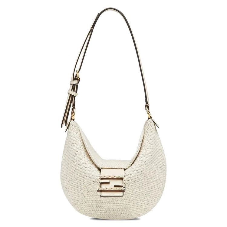 Fendi Croissant Crochet Bag White