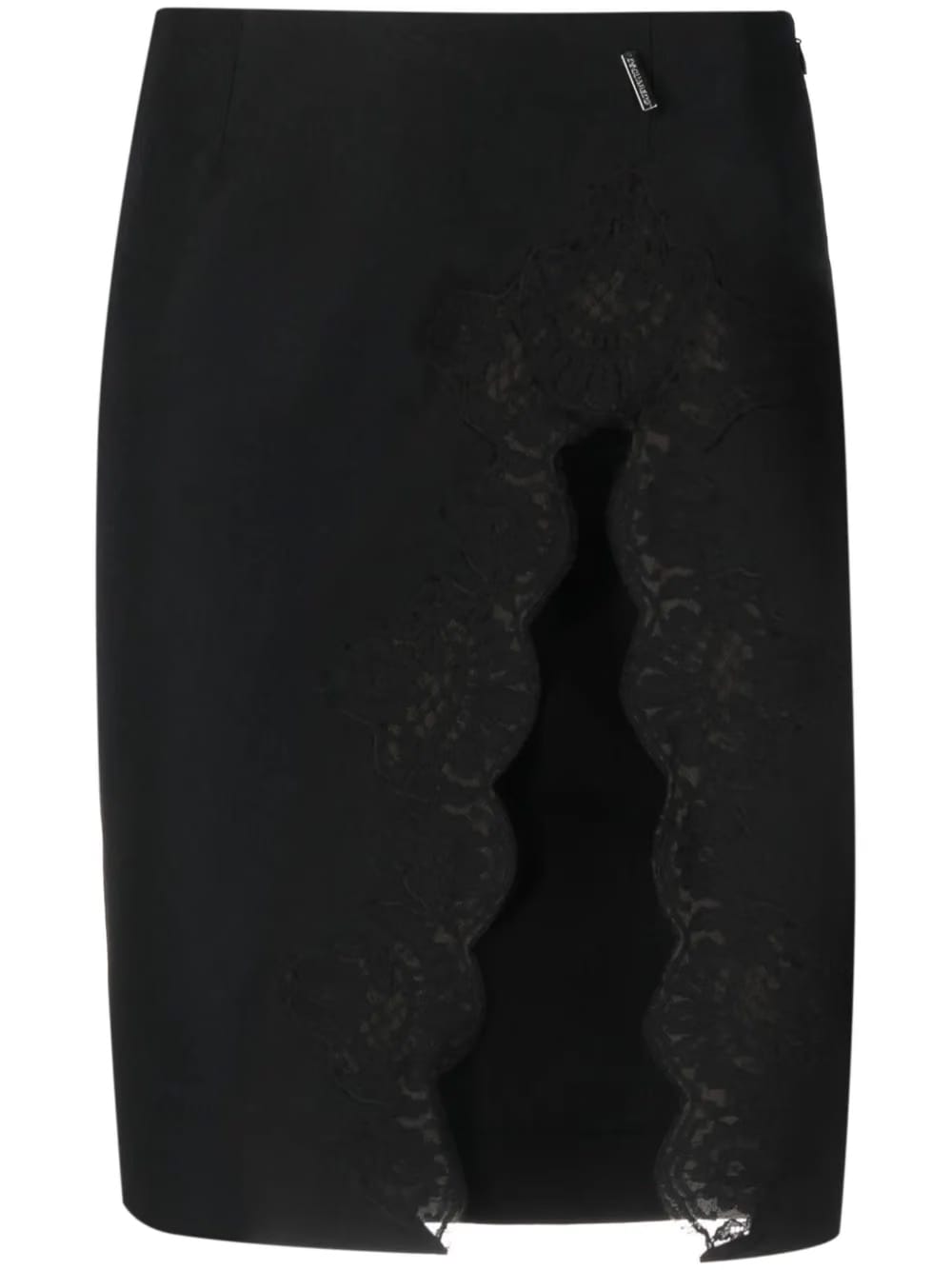 lace-detail virgin wool skirt