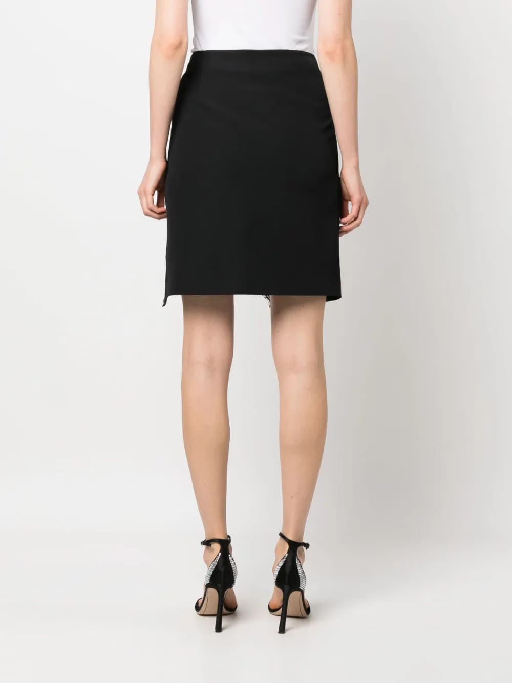lace-detail virgin wool skirt