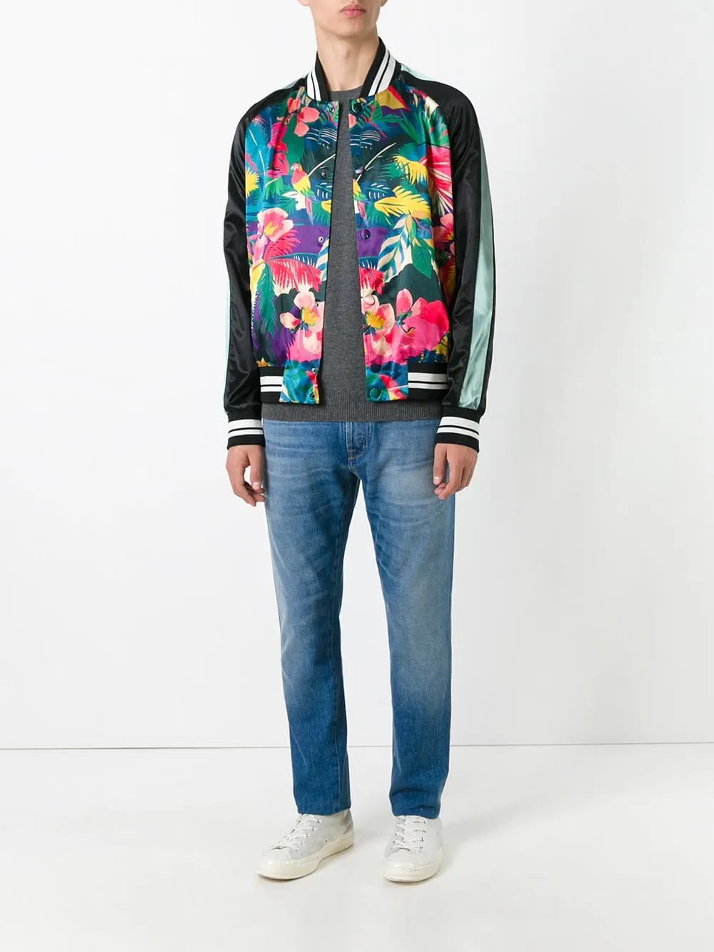 tropical print bomber jacket
