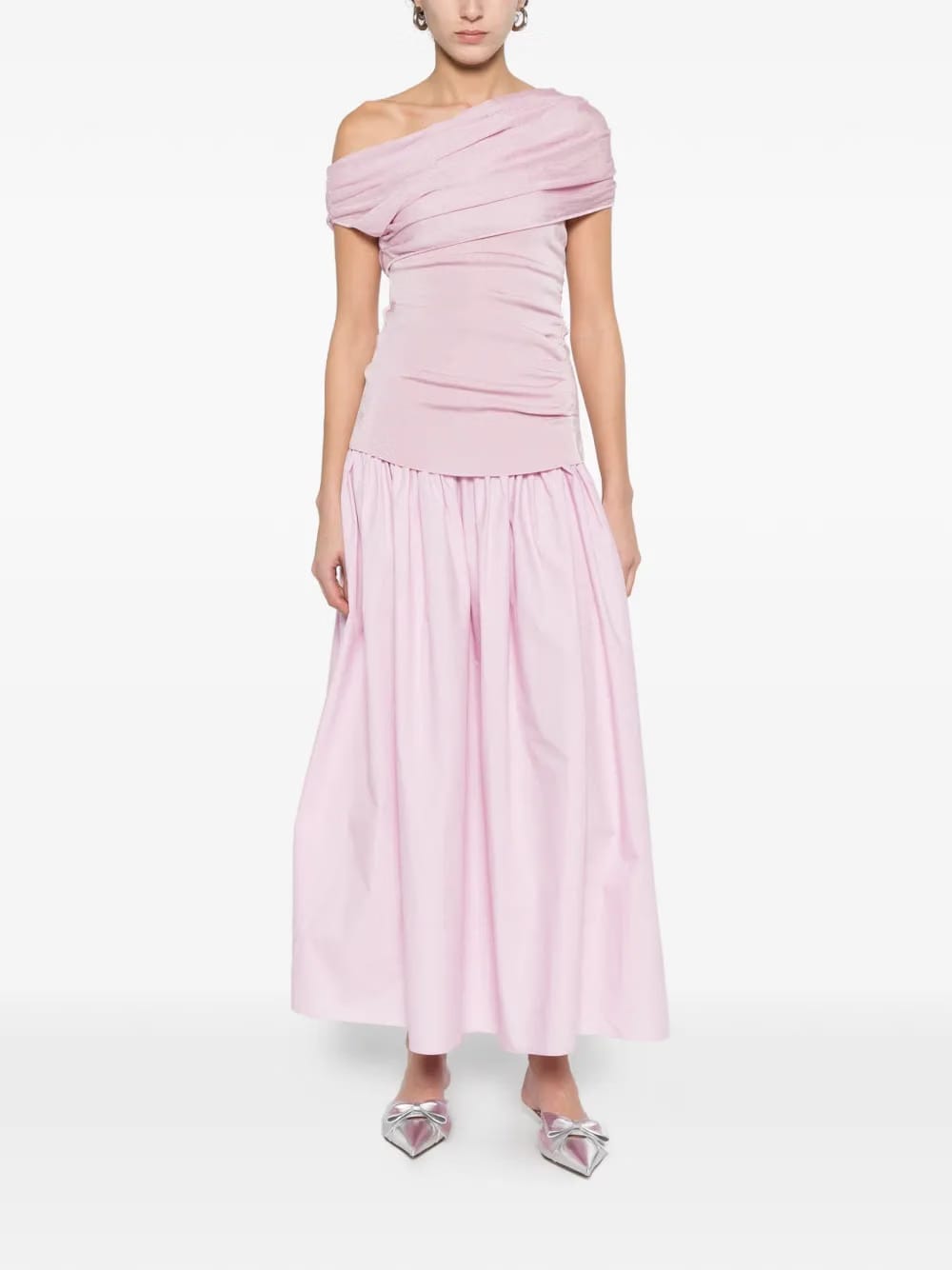 draped ruched midi dress