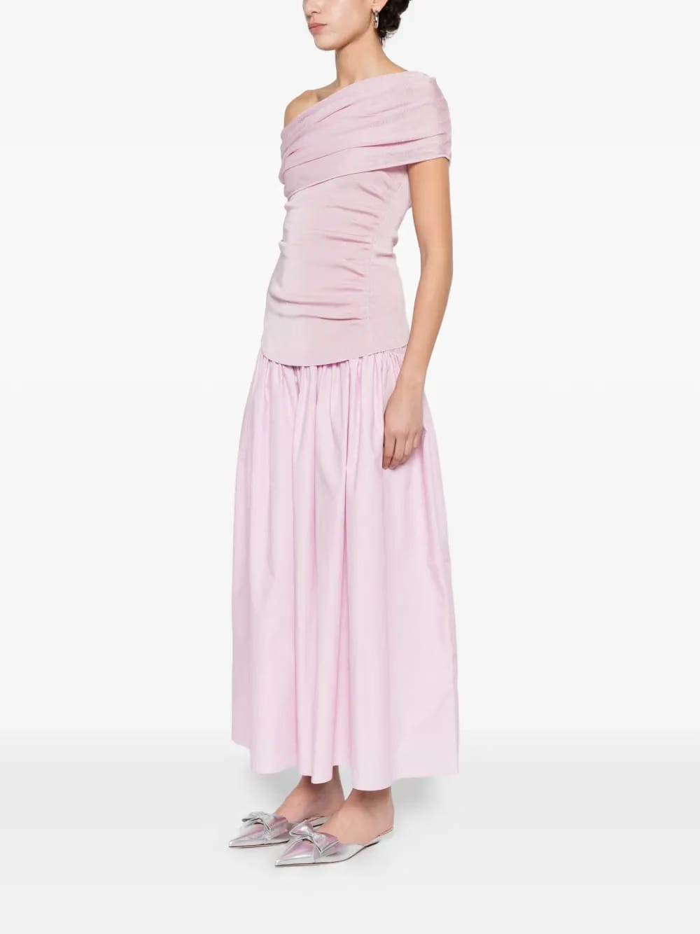 draped ruched midi dress