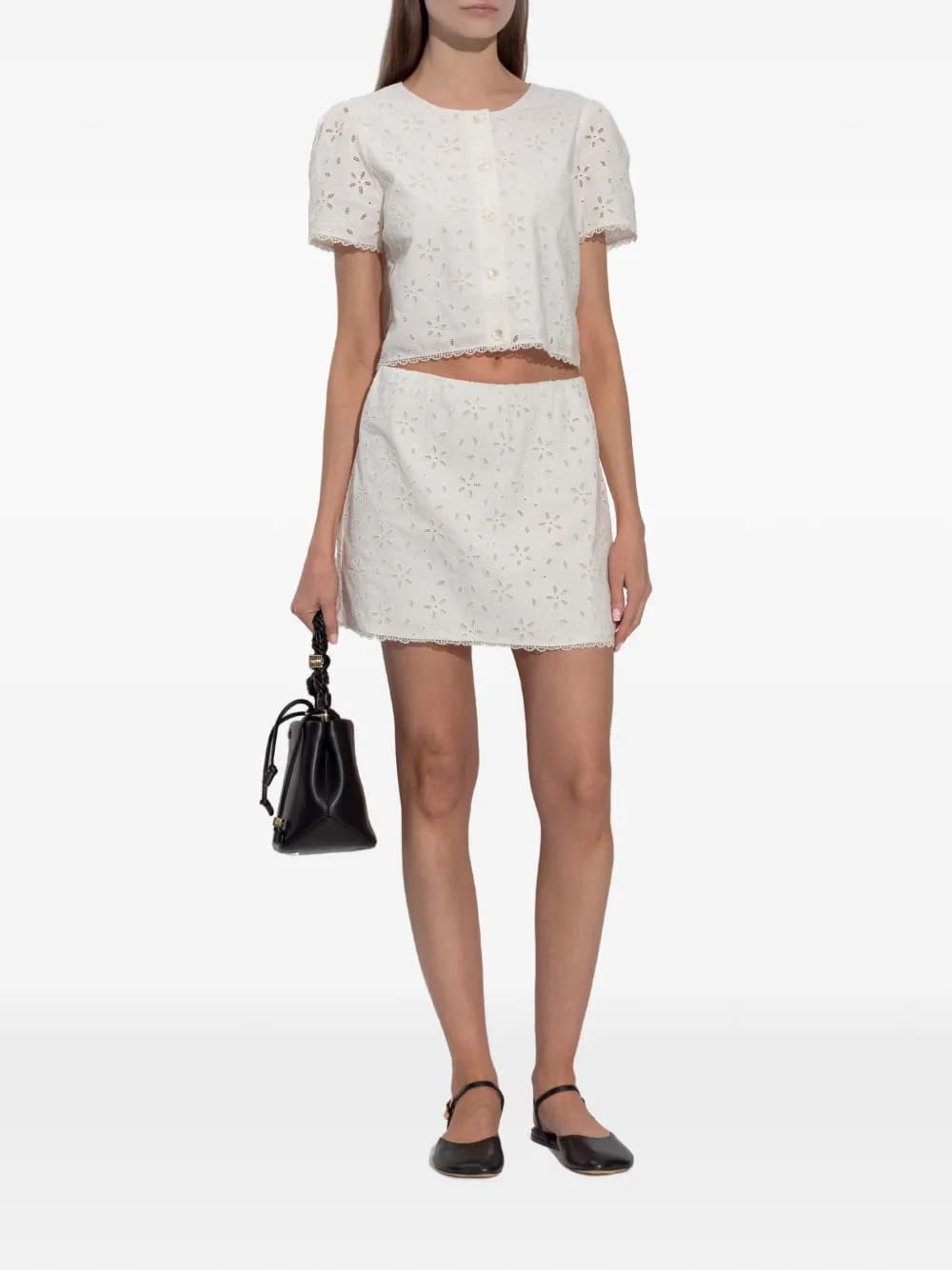 Salma floral-embroidered skort