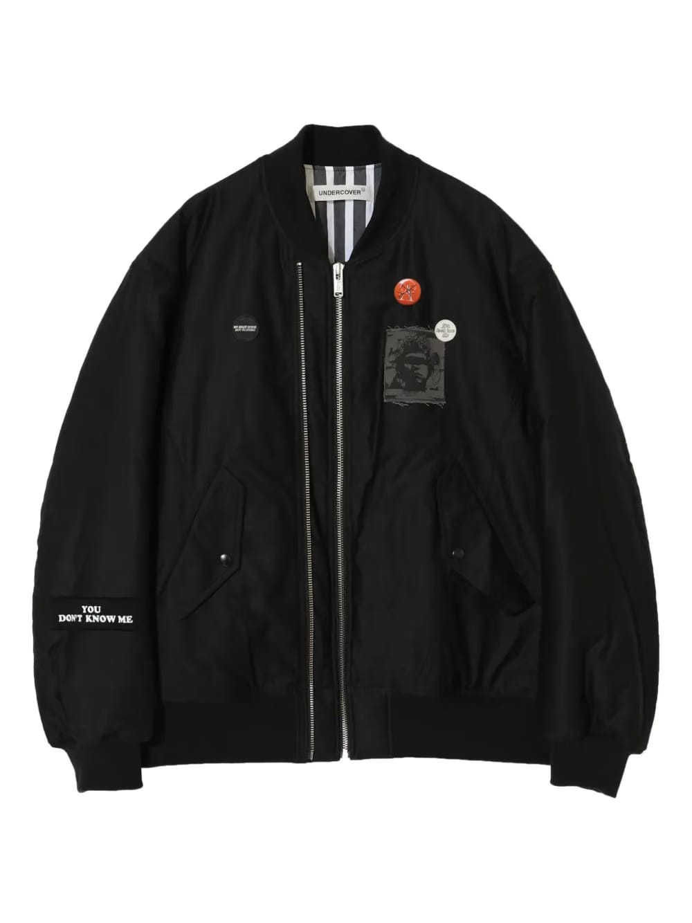 embroidered-patch quilted bomber jacket