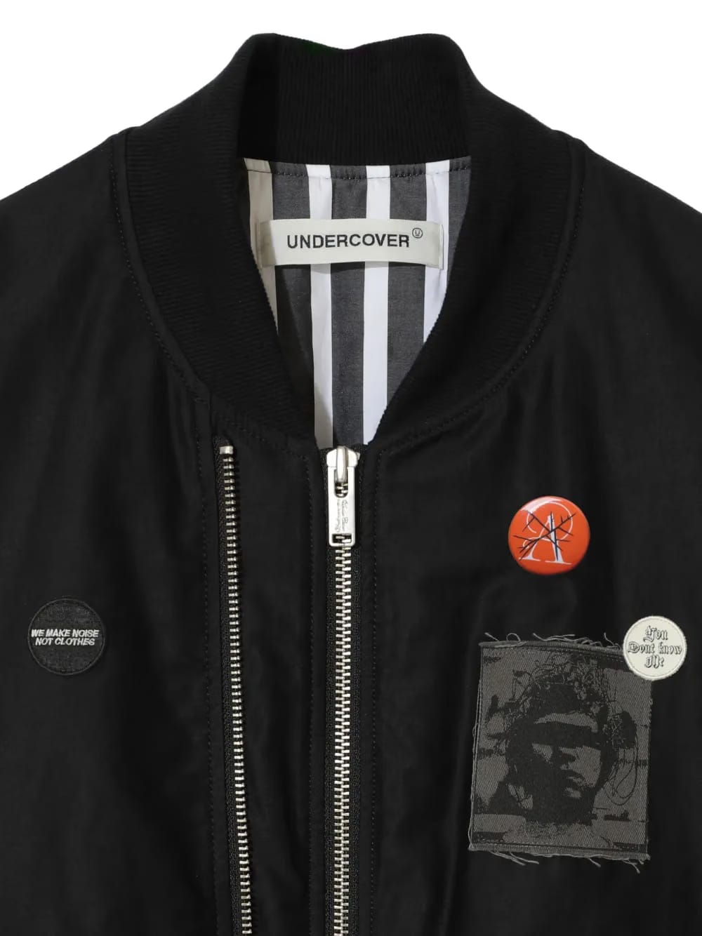 embroidered-patch quilted bomber jacket