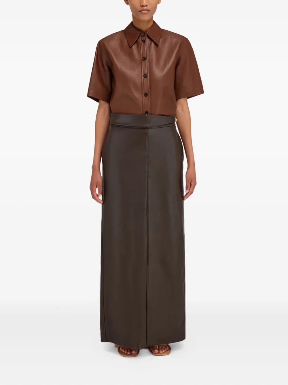leather slit maxi skirt