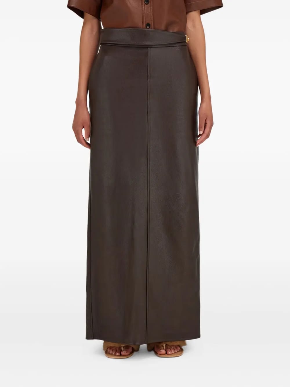leather slit maxi skirt