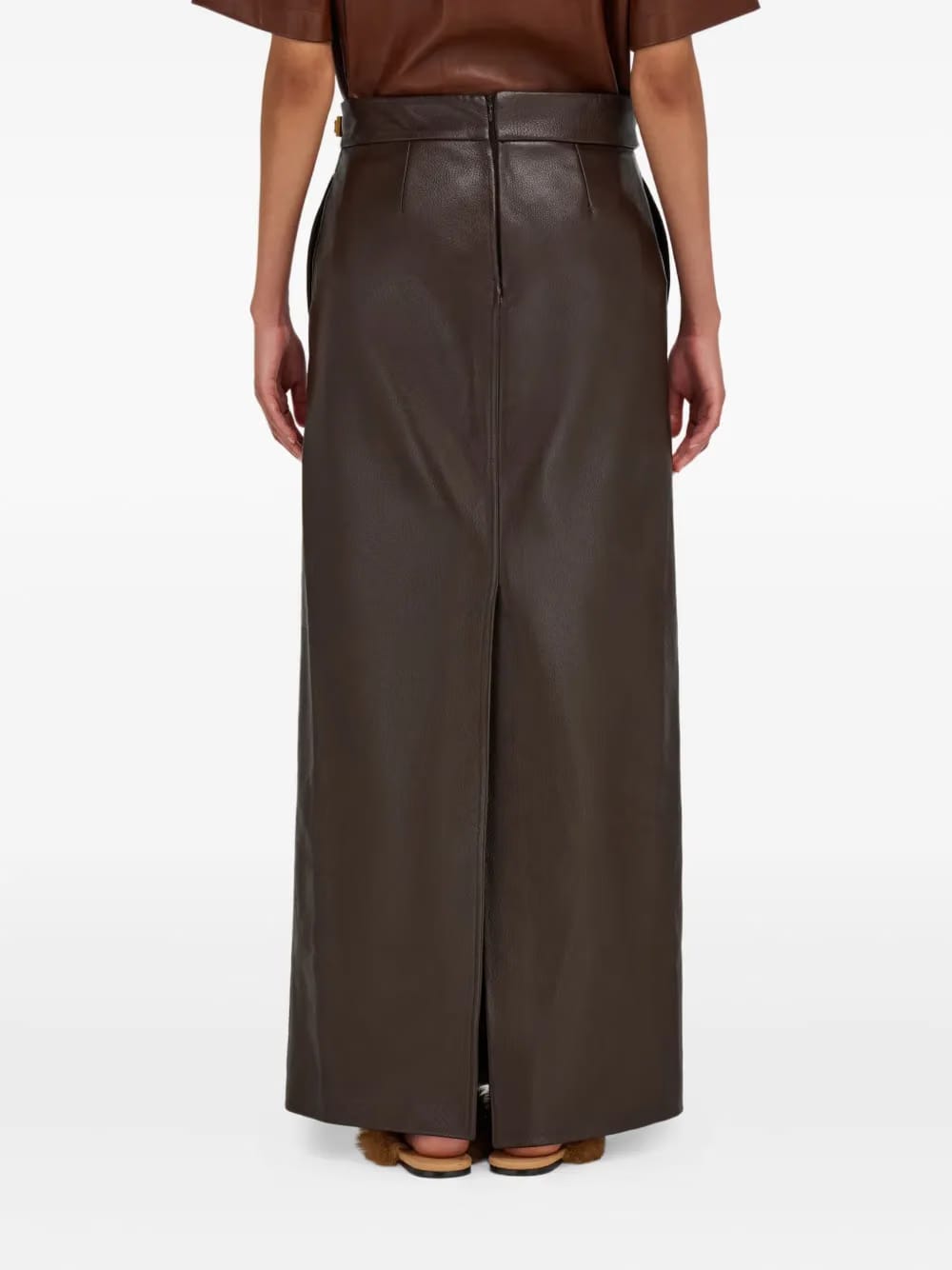 leather slit maxi skirt