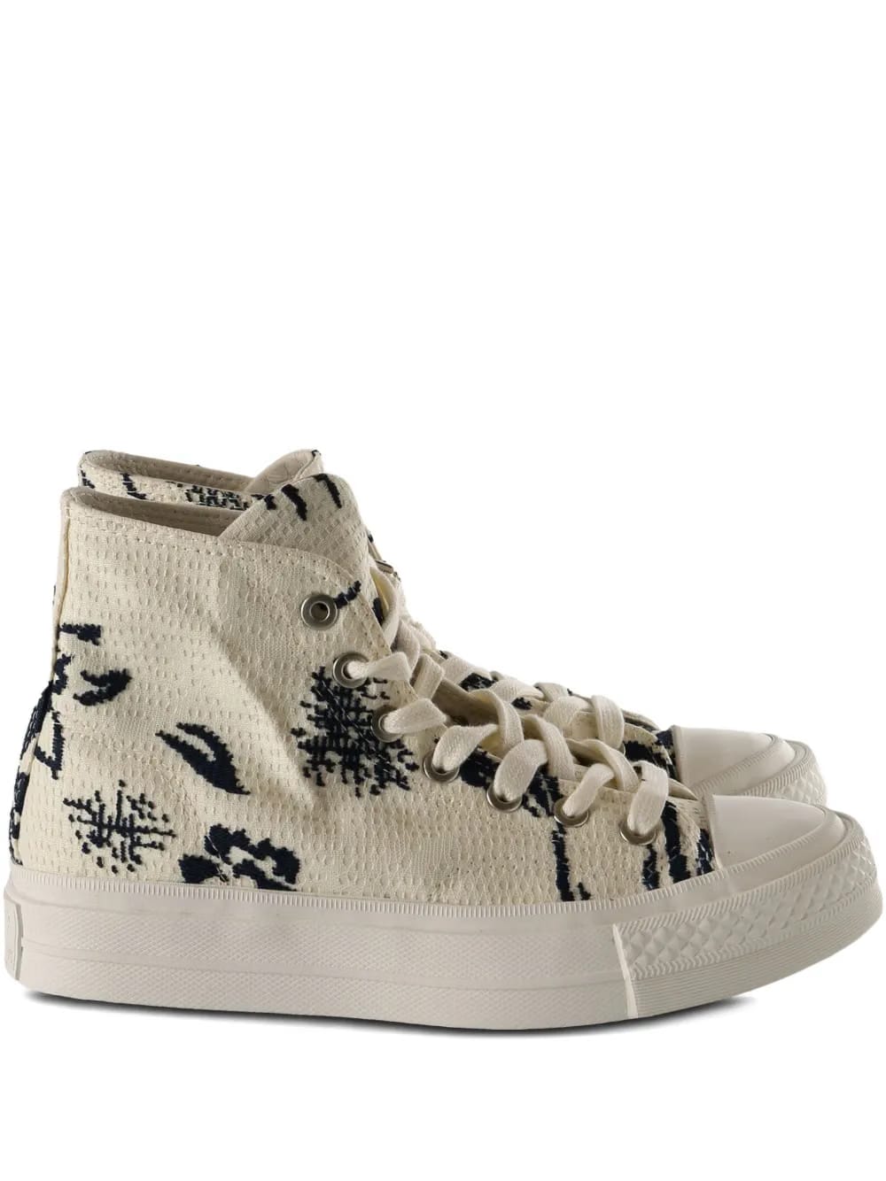 patterned-detail high-top sneakers