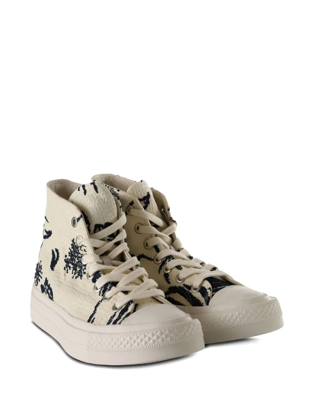 patterned-detail high-top sneakers
