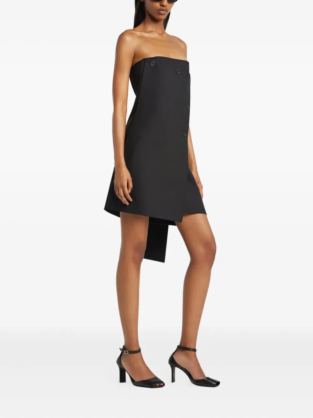 strapless button-fastening mini dress