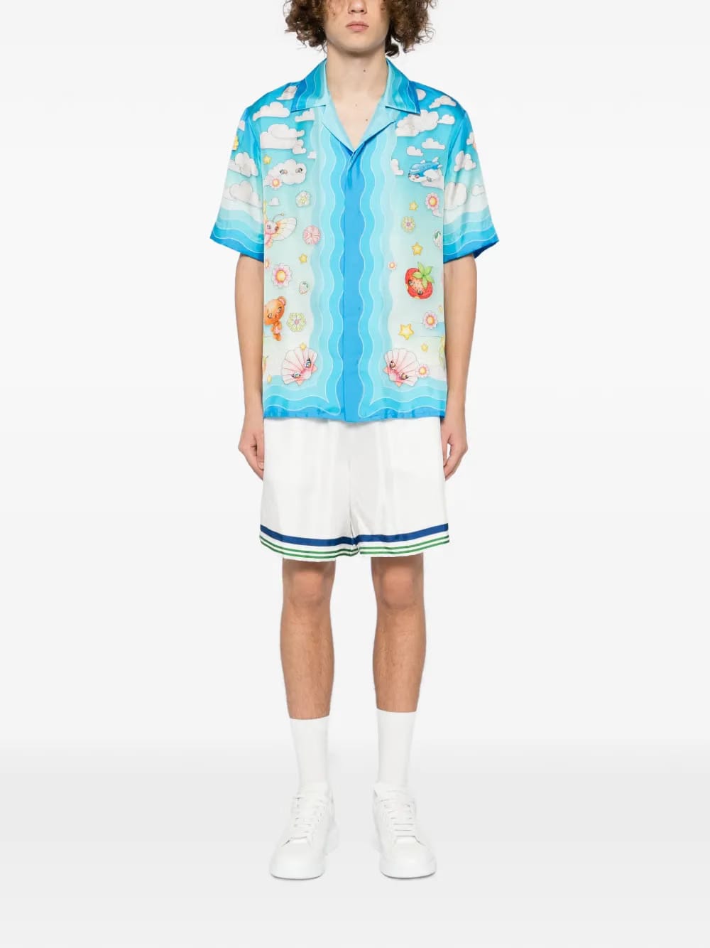 drawstring silk track shorts