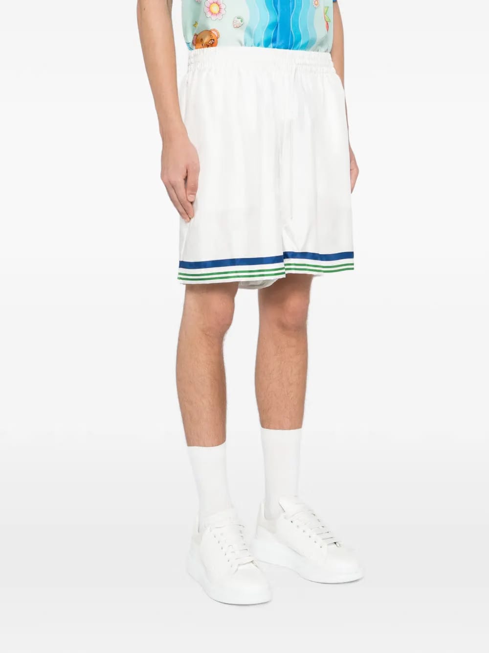 drawstring silk track shorts
