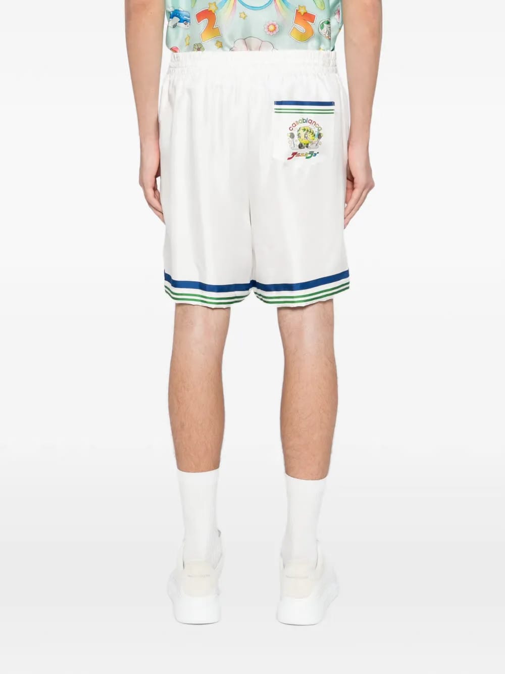 drawstring silk track shorts