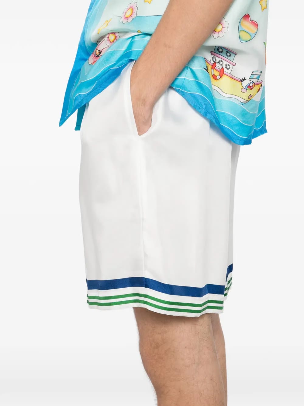 drawstring silk track shorts