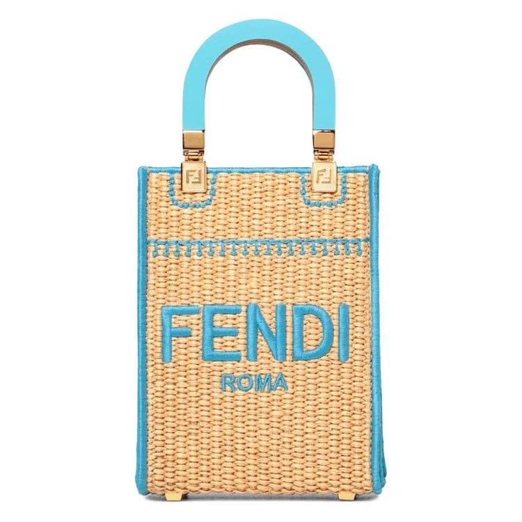 Fendi Mini Sunshine Bag Natural/Cyber Blue
