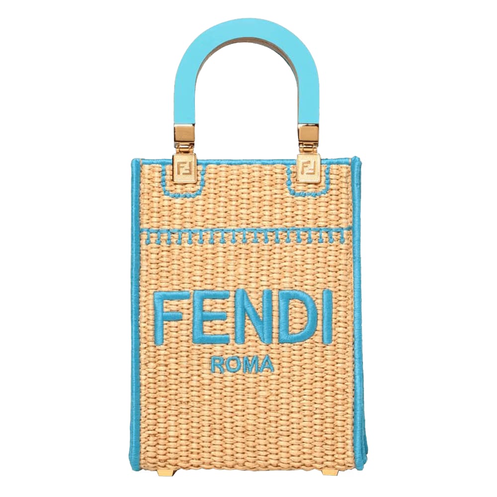 Fendi Mini Sunshine Bag Natural/Cyber Blue