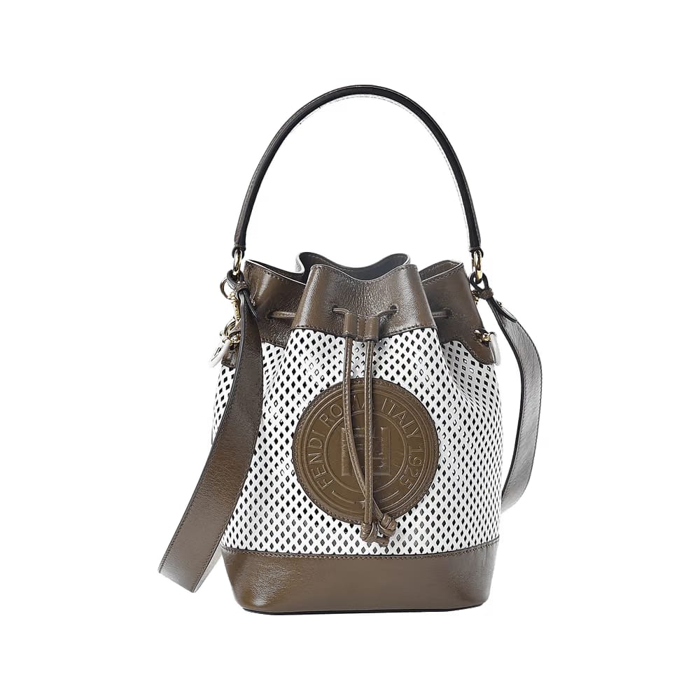 Fendi Mon Tresor Small Bucket Bag Brown/White