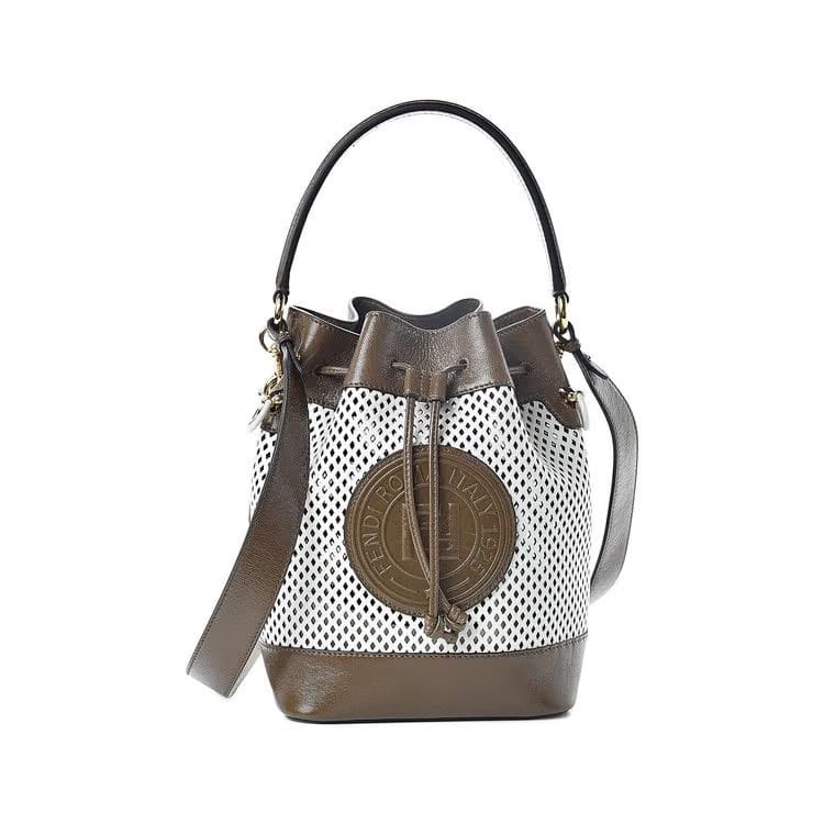 Fendi Mon Tresor Small Bucket Bag Brown/White