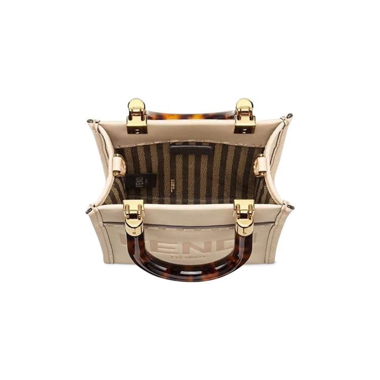 Fendi Mini Sunshine Shopper Bag Poudre/Oro