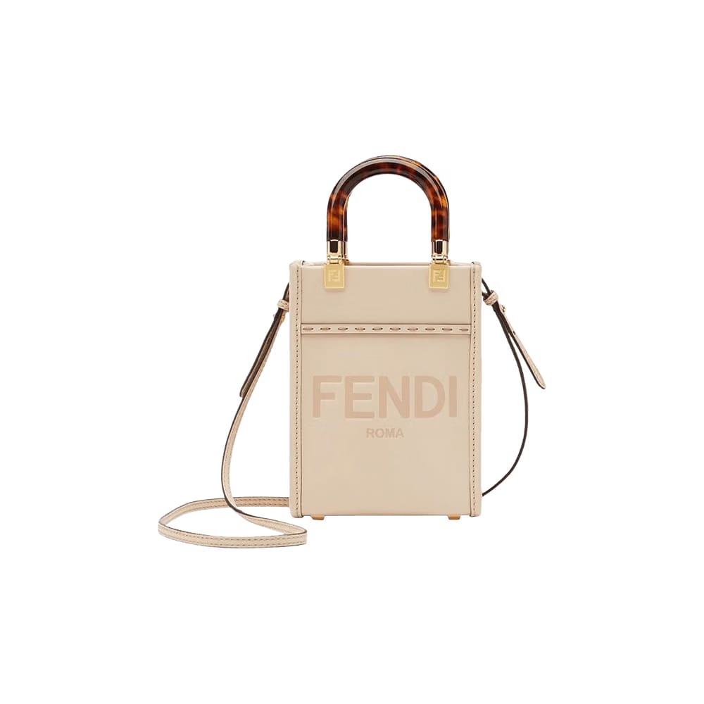 Fendi Mini Sunshine Shopper Bag Poudre/Oro