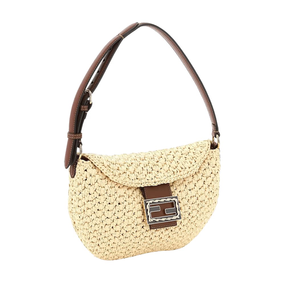 Fendi Croissant Small Crochet Bag Beige/Brown
