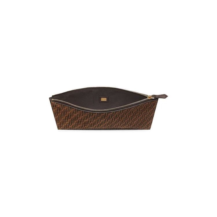 Fendi FF Medium Flat Pouch Brown