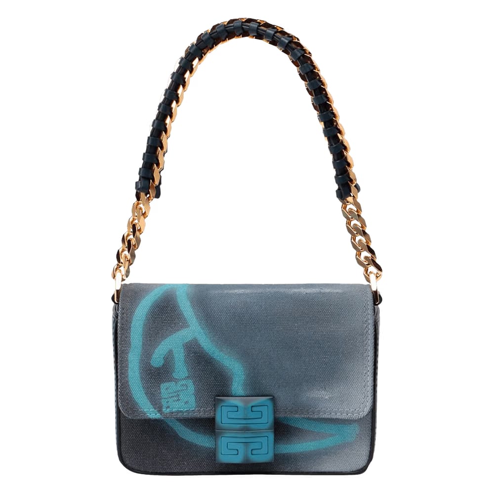 Givenchy x Chito 4G Small Bag In Printed Graffiti Effect With Chain Steel Blue