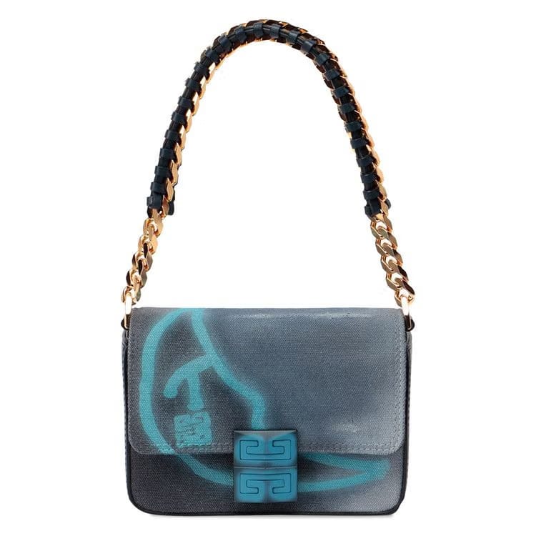 Givenchy x Chito 4G Small Bag In Printed Graffiti Effect With Chain Steel Blue