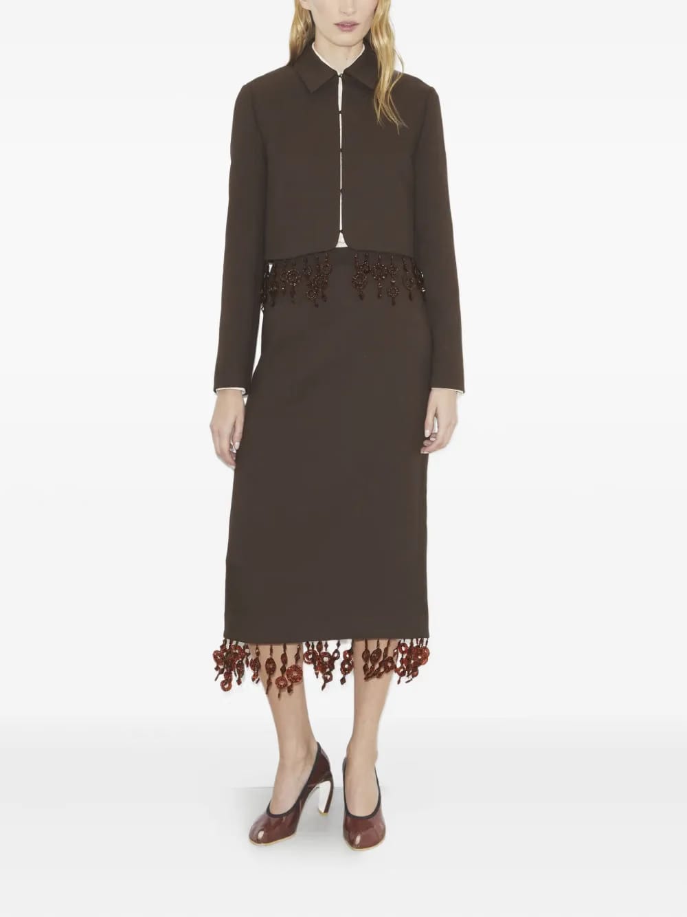 beaded crepe jacket