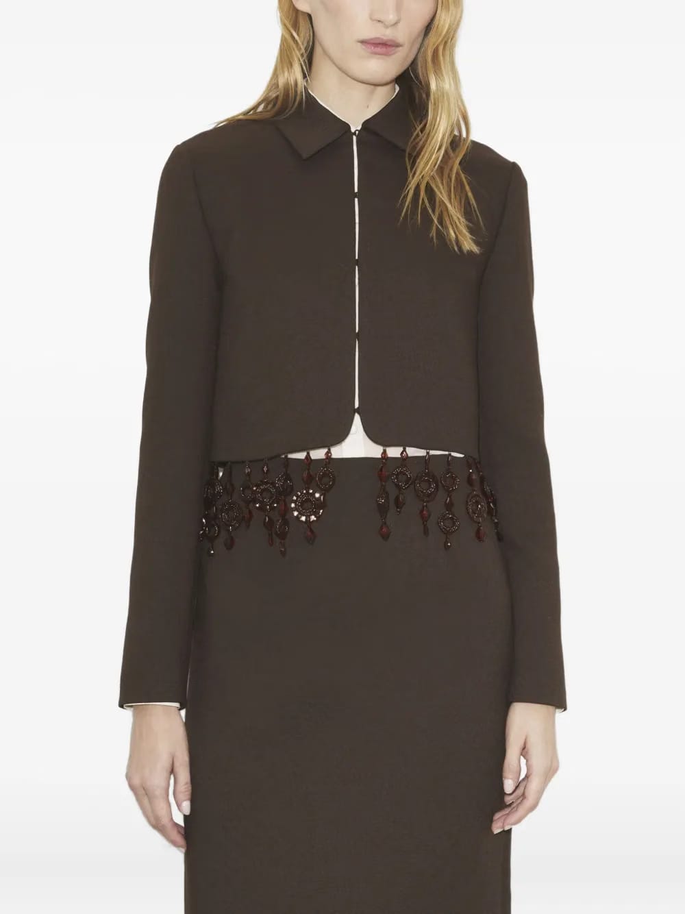 beaded crepe jacket